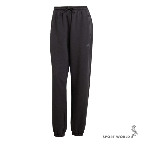 Adidas 排汗長褲 女裝 拉鍊口袋 黑【運動世界】JP2644