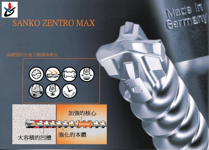 natadekoko様　專用 三幸商事) 五溝水泥植筋鑽頭鑽尾四刃45mm×570mm 日本SANKO