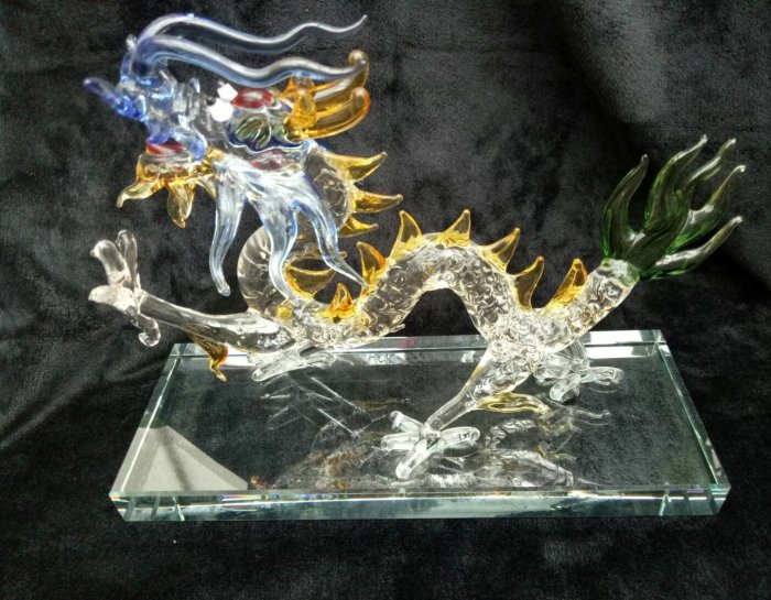 Art in THE 【傑儒書畫】琉璃龍大號水晶玻璃龍居家開運招財擺飾祝賀禮