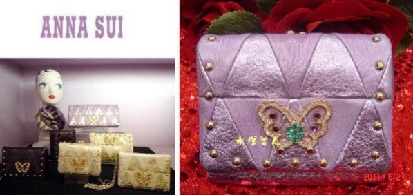 ＊水漾美人＊全新ANNA SUI安娜蘇限量蝴蝶鑽飾粉紫色短夾**㊣專櫃貨㊣
