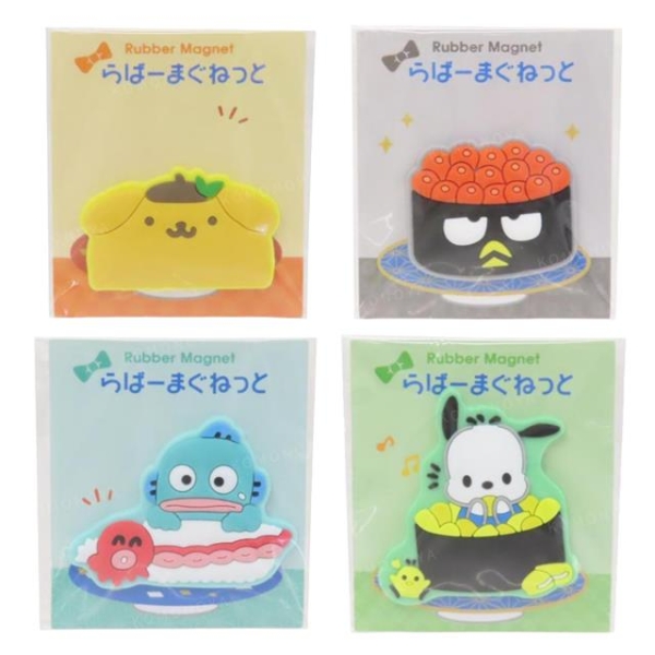 小禮堂 Sanrio 三麗鷗 橡膠造型磁鐵 (壽司款) 布丁狗 帕恰狗 人魚漢頓 酷企鵝