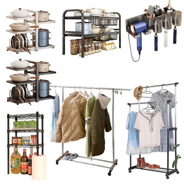 (時時樂限定) 居家收納用品 任選 【品樂生活 】迷你三層架/不鏽鋼衣架/鍋具架/牙刷架/鞋網曬衣架