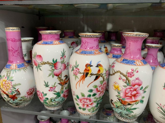 景德鎮567時期手工粉彩花瓶，高100公分全品，礦物彩細路工藝珍藏賞瓶