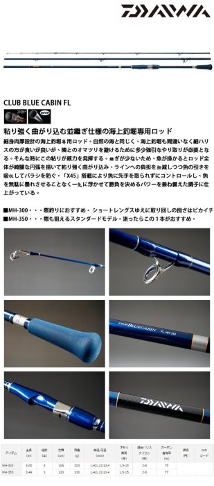 DAIWA CLUB BLUE CABIN FL MH-300 並繼磯釣竿秋潮SHIMANO 磯竿可