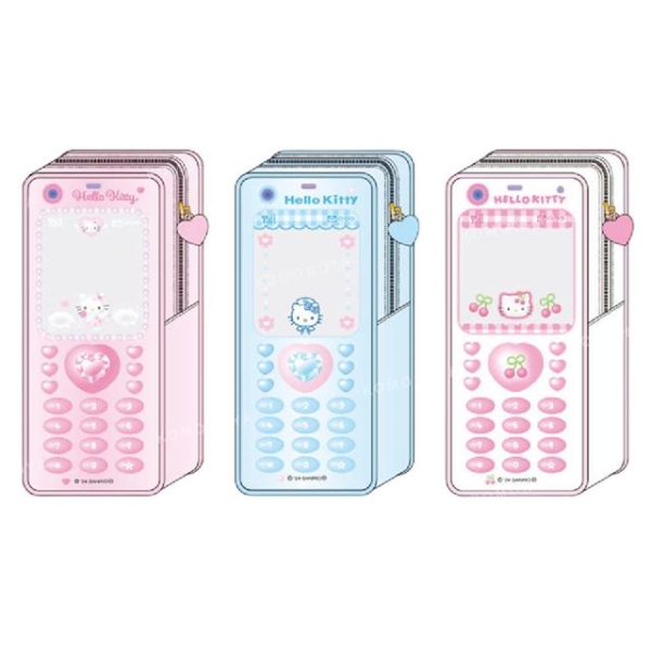 小禮堂 Sanrio 三麗鷗 Hello Kitty 手機造型PVC視窗收納包 (90 s系列)
