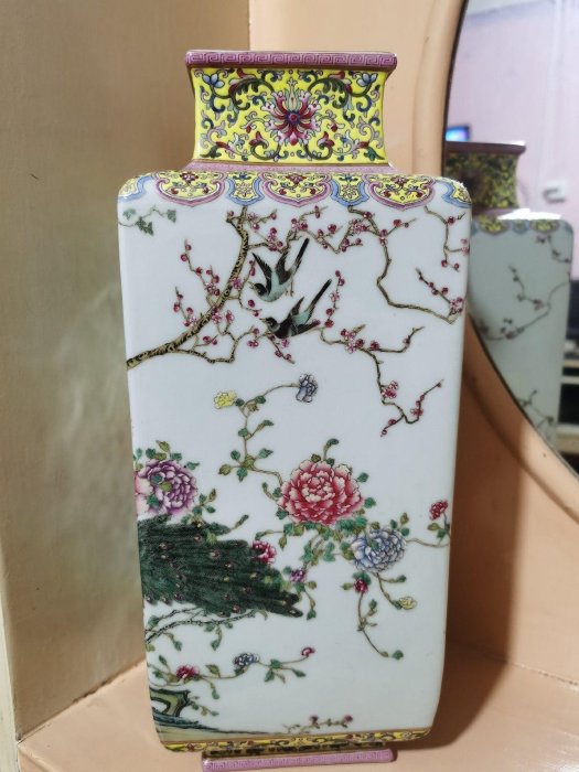 090504粉彩花瓶 松鹿図絵 九四年冬月 画於瓷都 中国景徳鎮作家作品 Jen