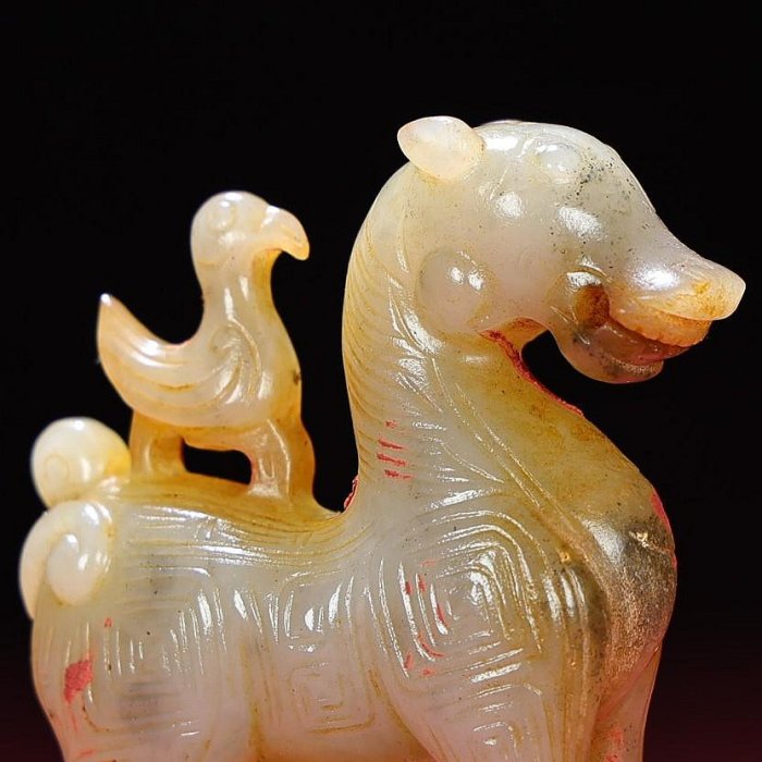 臻品旧藏，和田玉马， 包浆厚重，沁色入骨，工艺精湛，犀利民藏绝佳