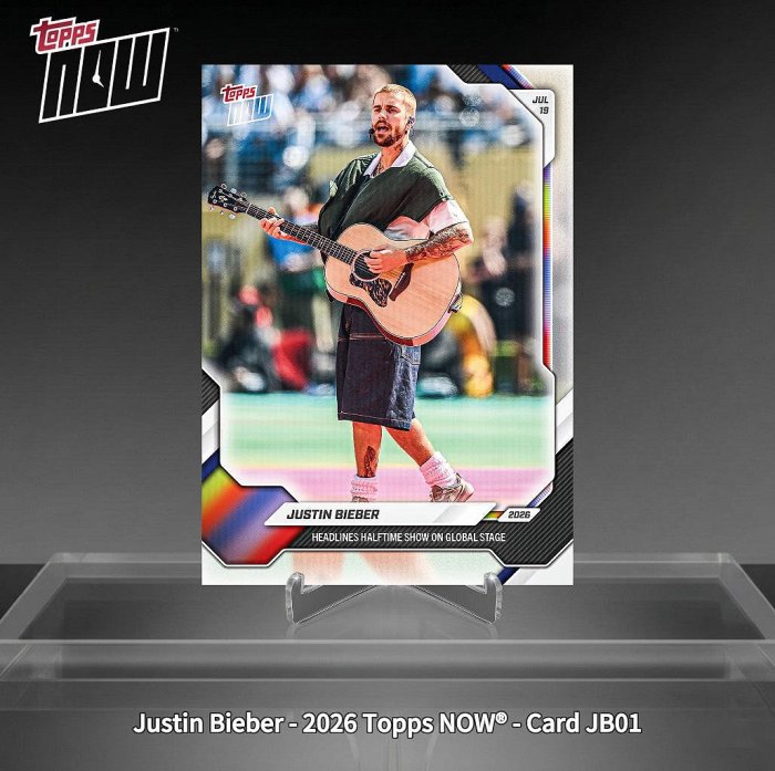 現貨 ToppsNow Justin Bieber - 2026 Topps NOW® - Card JB01 （普卡）