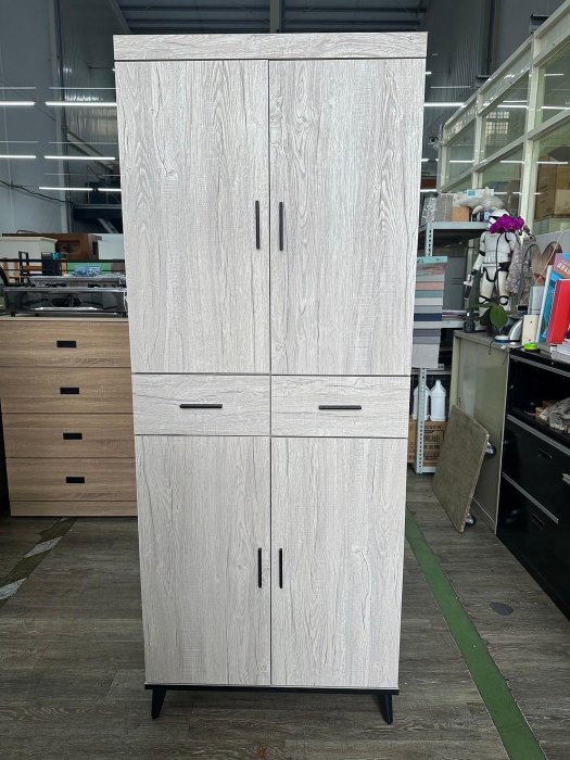 吉田二手傢俱❤全新2.7尺古橡色高版鞋櫃 有門鞋櫃 木鞋櫃 櫥櫃 收納櫃 拉門鞋櫃 高鞋櫃