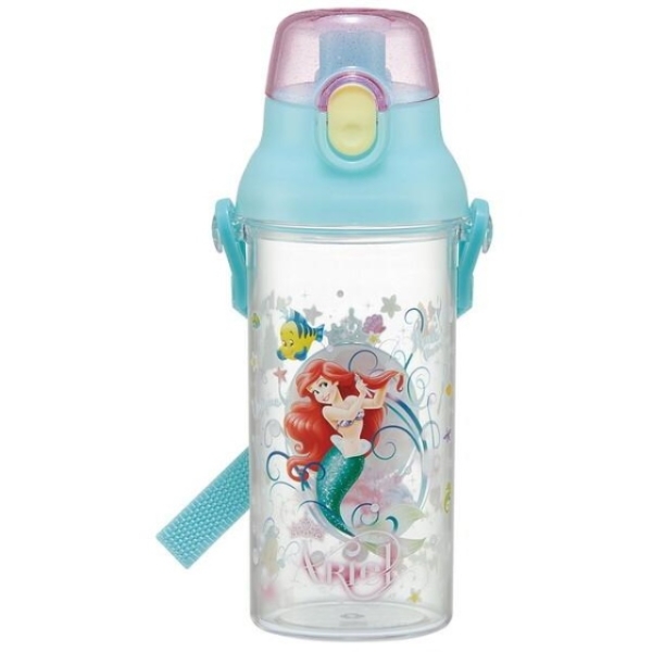 小禮堂 Skater 迪士尼 小美人魚 兒童直飲透明水壺 480ml PSB5TRC (粉藍蓋款)