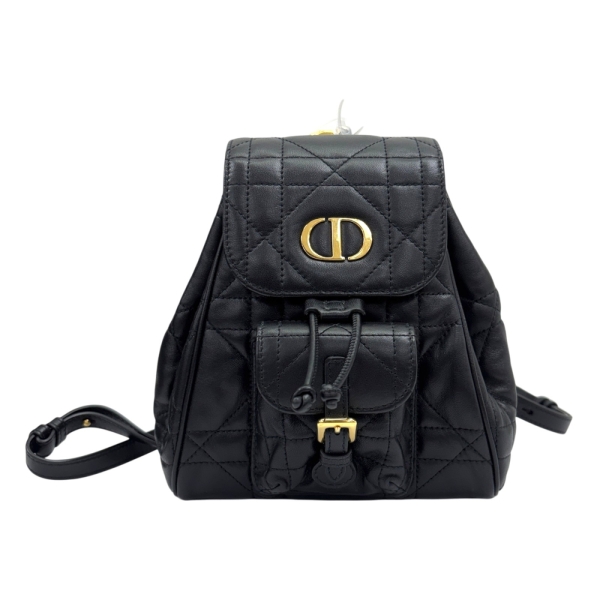 Dior 迪奧 Caro 後背包 黑色 Macrocannage 大籐格紋羊皮 【二手名牌BRAND OFF】