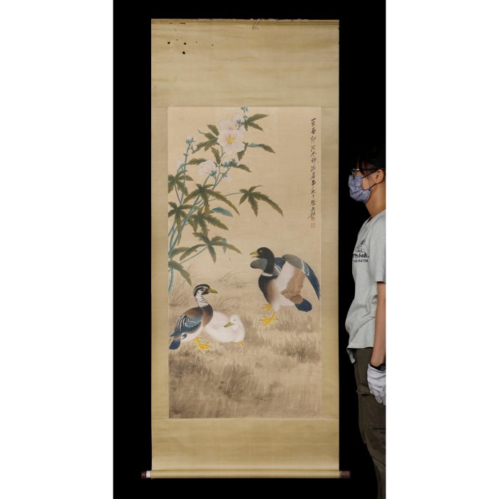 絵画　名家　張大千 　『花鳥図』　肉筆保証　中国画 花鳥図 時代物 古美術品 ◇御泓軒◇中国書画 『近時代・張大千筆・花鳥図』紙本真作