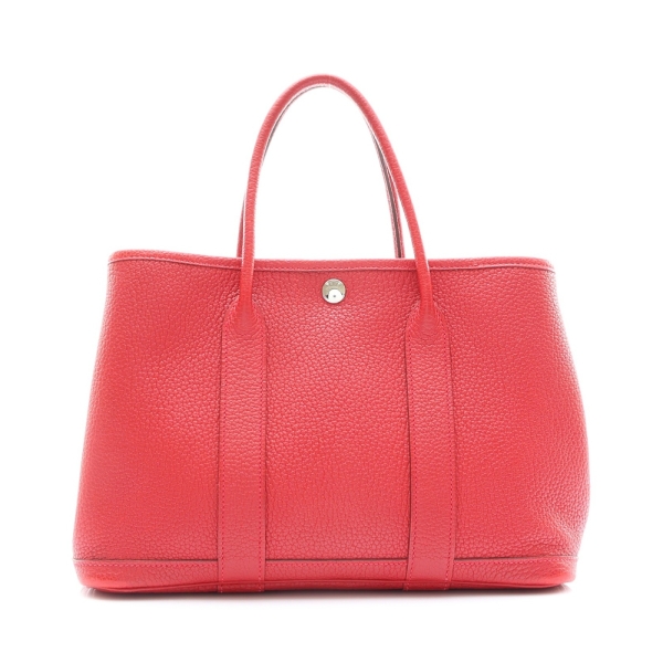 HERMES 愛馬仕 辣椒紅 Negonda牛皮 Garden Party 30 手提包 X刻 H051568CK 【二手名牌BRAND OFF】