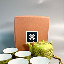 嚴選日本平安時期進口橘吉金彩萌蔥高端茶具，一壺五杯組提梁壺金彩黃地