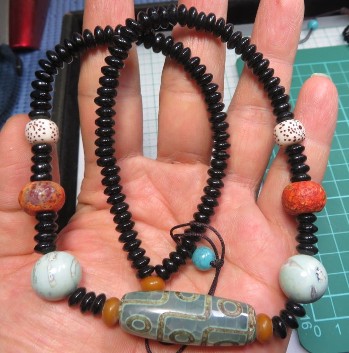 出清拍賣14S10綠九眼天珠款西藏九眼天珠項鍊搭配老瑪瑙八棱珠子回紋綠