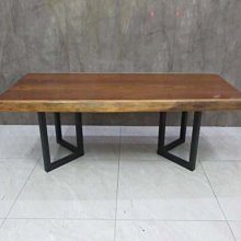 新竹二手家具◎百豐悅2手家具-二手 餐桌椅 198公分雨豆木餐桌 用餐桌 實木餐桌 台中二手傢俱 湖口2手傢俱