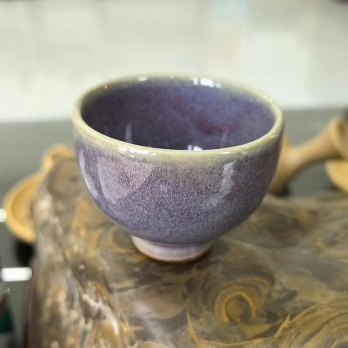日本仿鈞窯鈞瓷窯變紫釉茶杯杯子主人杯韓國陶藝家國展作者黃鐘九作品