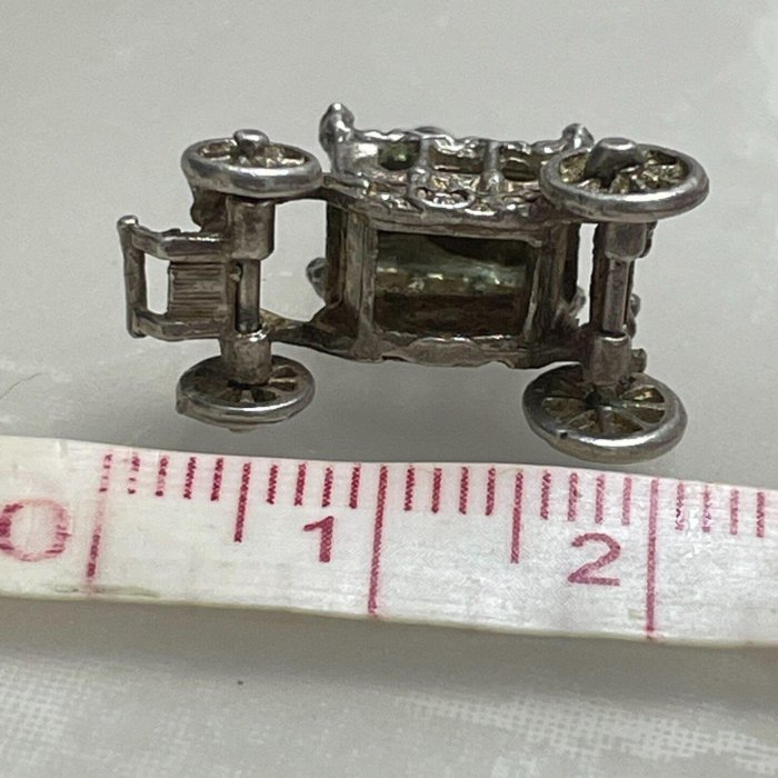 英國純銀馬車吊墜工藝精品四輪可動實心小物魯班設計超可愛實拍尺寸供