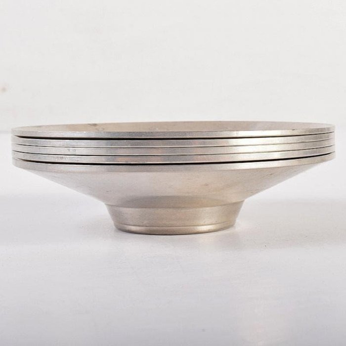 煎茶道具平安英青堂造純錫園式茶托五客合計約588g共箱MR7702 | Yahoo拍賣