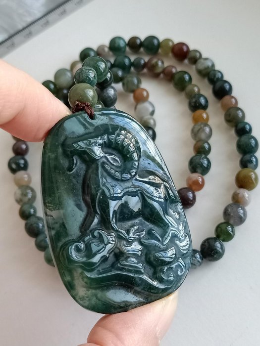 保證天然A貨．七彩玉．碧玉．海草玉．水草玉項鍊墜子吊墜=和闐白玉冰種