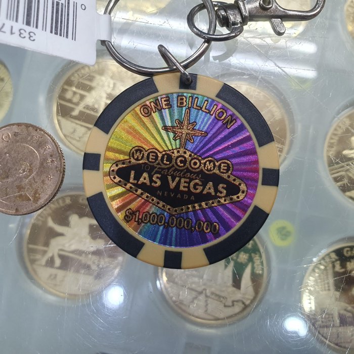 ☆承妘屋☆美國賭城拉斯維加斯籌碼1000000000紀念章鑰匙圈~WW1.251018.49