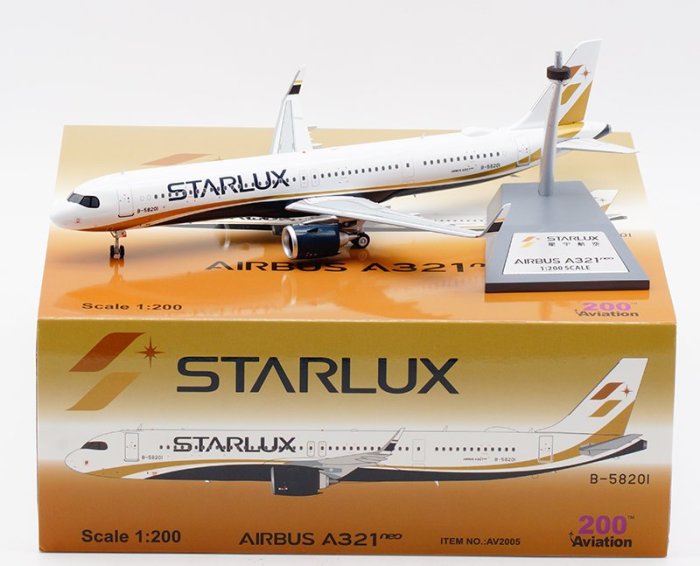 Aviation 1/200 台灣星宇航空A321neo STARLUX 金屬飛機模型附
