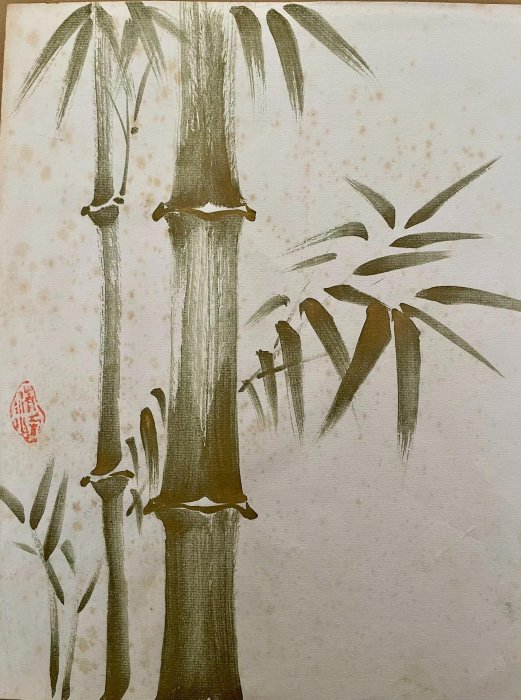 嚴選清代竹圖古畫，手工水墨紙本珍藏，典藏章款藝術精品1227 竹子字畫