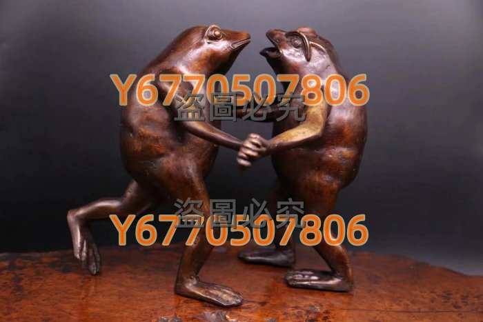 ブロンズ像　古銅　蛙　紙鎮　置物　一對　在銘　C　R6540E 昭和時代庭院銅像置物《相撲蛙打架的青蛙銅像》 日本古董銅像置物日本