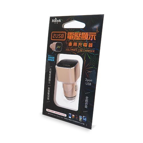 車庫 逸盛科技 Hawk 雙USB電壓顯示車用銃電器(金) 01-AVT312 GD 促銷商品
