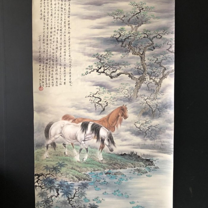 Z221【徐悲鴻】馬，六尺豎幅純手繪作品尺寸約179*97厘米未裝裱，帶水印