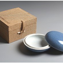 禾洛書屋】印泥盒〈祭藍釉開片〉(直徑9cm)二兩瓷印盒/印缸/印盒/香盒
