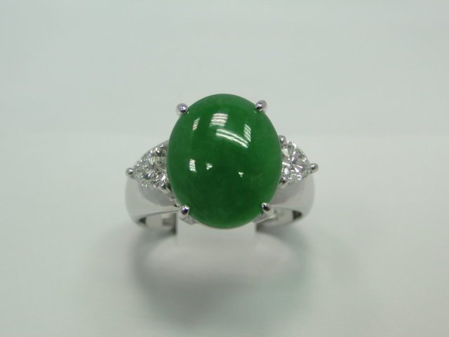 (板信當舖流當品)  蛋面 翡翠 K金 鑽戒  喜歡價可議 PF109