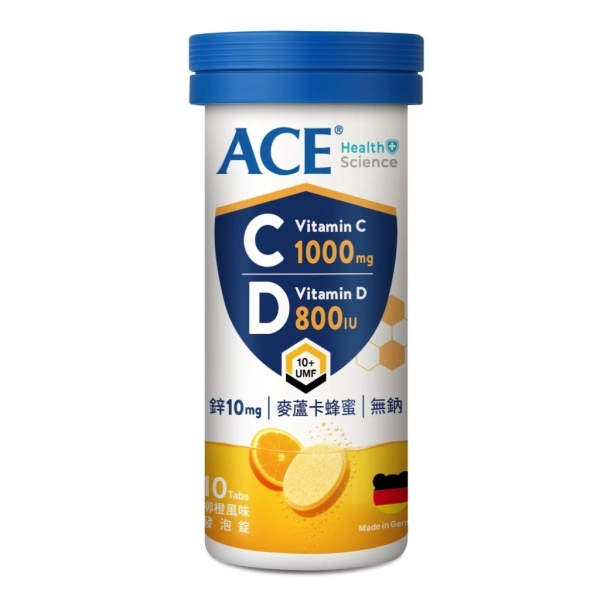 ACE 麥蘆卡CD鋅發泡錠(10錠)/管 維他命C 維生素D 鋅 麥蘆卡 綜合維生素