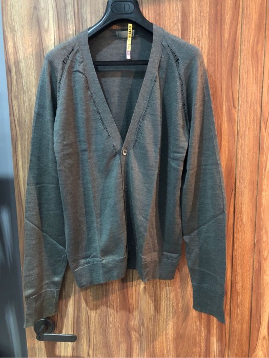 Dior HOMME 04AW 經典破壞 皮補丁 開襟毛衣外套 Size:L
