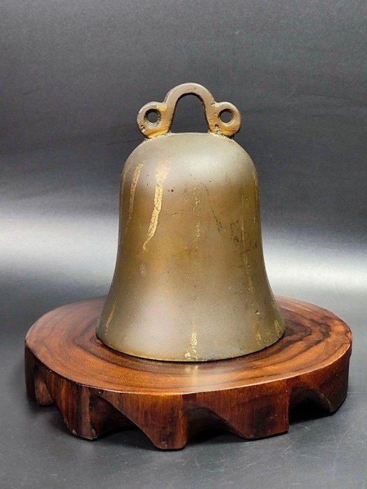 早期銅雕老件- 吊掛敲擊式古吊鐘（銅鐘穴）（風水/古董/收藏/銅爐/香爐