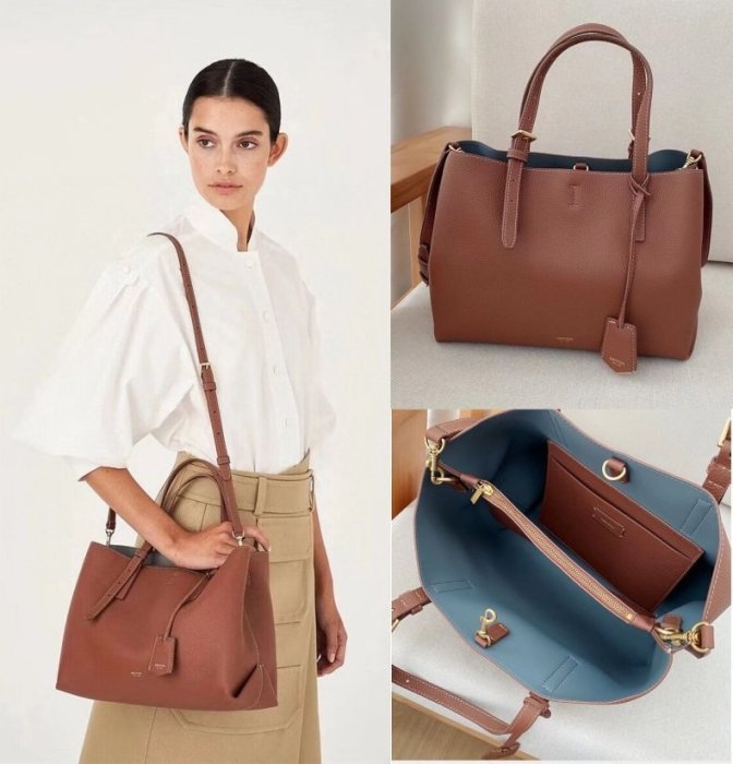 潮牌澳洲時尚品牌 OROTON margot牛皮橫款托特包通勤包-雙喜生活館