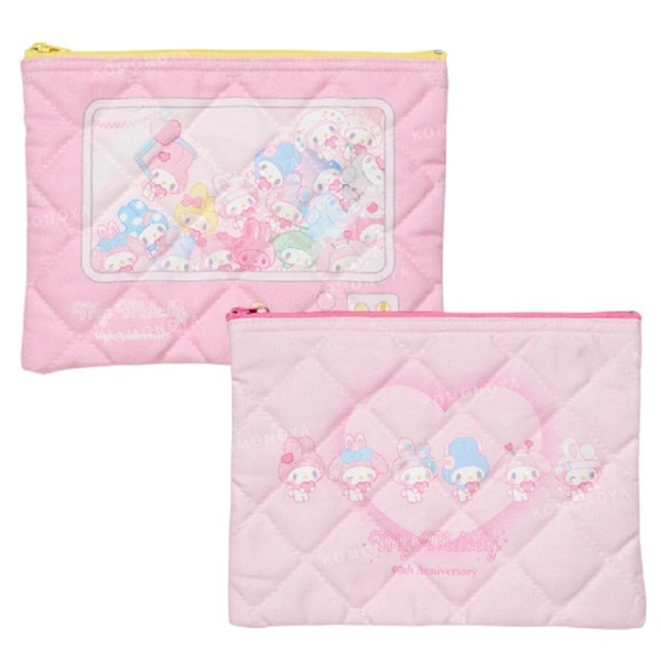 小禮堂 Sanrio 三麗鷗 美樂蒂 棉質衍逢扁平收納包 (變裝 50週年)