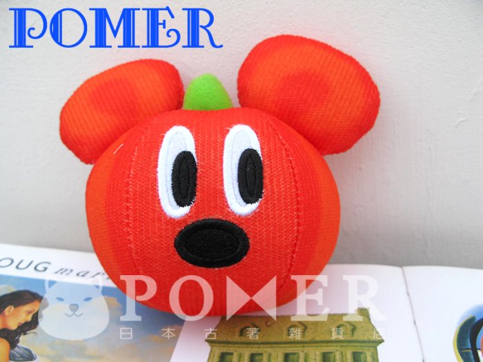 ☆POMER☆日本東京迪士尼樂園 絕版正品 米奇 萬聖節 橘色 南瓜 娃娃玩偶 吊飾 安全別針 兩用款 生日禮物 聖誕節