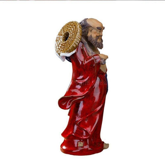 高檔精品】美吔陶瓷手工雕塑中式客廳玄關禪意擺件達摩祖師東渡達摩石灣