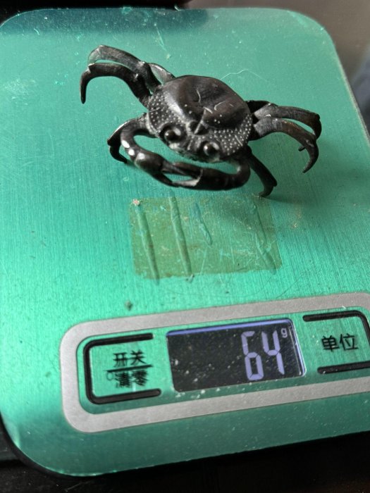 嚴選日本古董銅器螃蟹蓋置橫財將軍蓋置，實拍呈現二手珍藏古董銅器蟹蓋