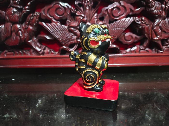 虎将軍 檜木 12cm 精品檜木安金『3寸6黑虎爺』站姿坐姿檜木雕刻漆線金虎爺黑虎爺虎爺將軍