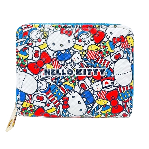 【震撼精品百貨】Hello Kitty 凱蒂貓~日本SANRIO三麗鷗 KITTY皮質拉鍊卡包 零錢包(滿版款)*14607