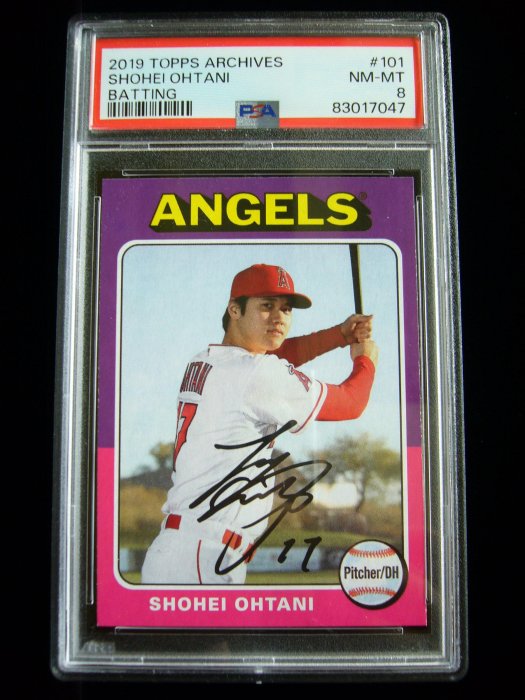 大谷翔平漂亮復古樣式印刷簽名鑑定卡2019 Topps Archives 1975 Design