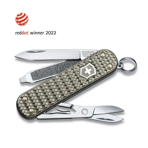【Victorinox 瑞士維氏】瑞士刀 CLASSIC SD PRECIOUS ALOX 5用刀 58mm-編織鋁合金灰(0.6221.4031G)