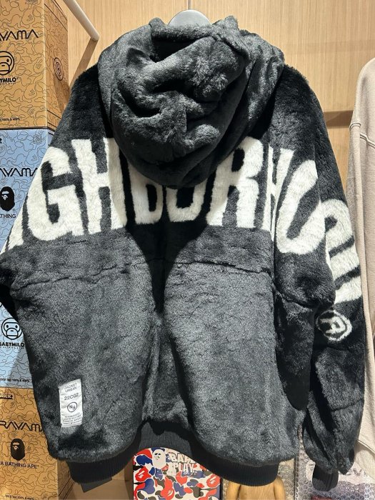 NEIGHBORHOOD FUR HOODED JK . AC Nbhd 黑色絨毛外套| Yahoo拍賣