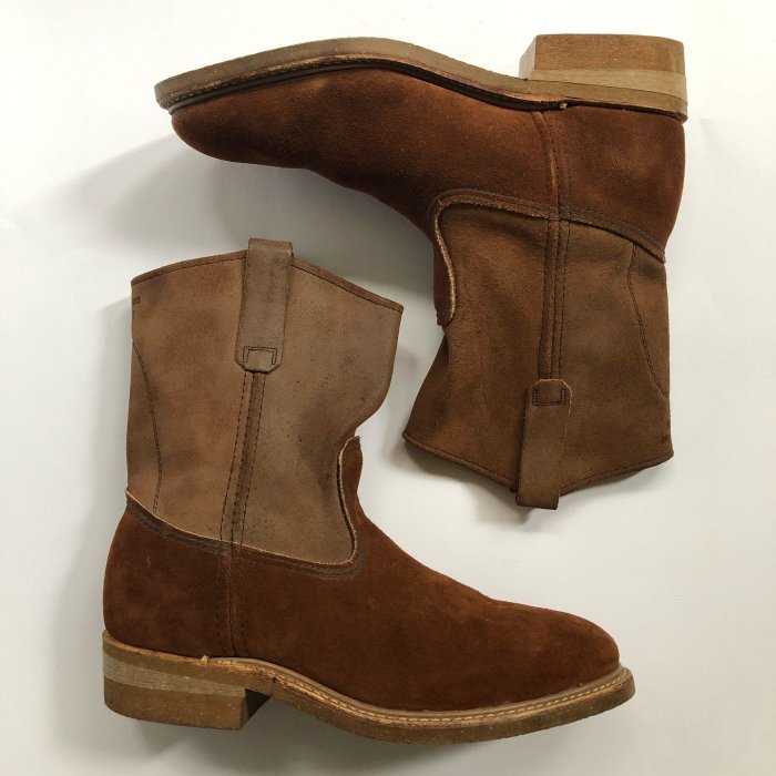 近全新庫存老品美國製80s RED WING 8255 PECOS BOOT 8.5EE 雙色棕色麂
