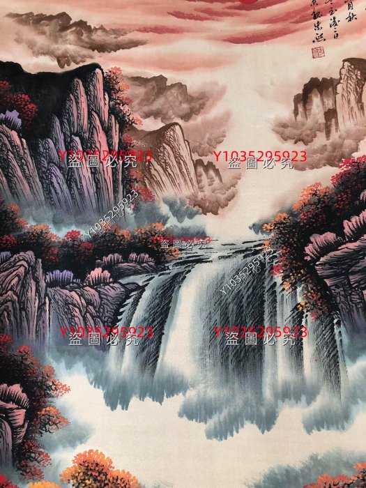 B【魏紫𤋮】山水，四尺純手繪作品，尺寸:202＊88cm左右，畫芯尺寸:130