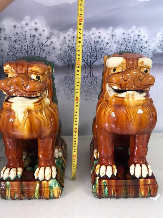 嚴選日本回流陶瓷唐三彩獅子，大尺寸品相優，獲獎推薦器型霸氣色彩純正