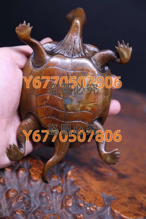 工芸品 『清・銅製・塗金・龍龜一對・箱付・置物・賞物』極細