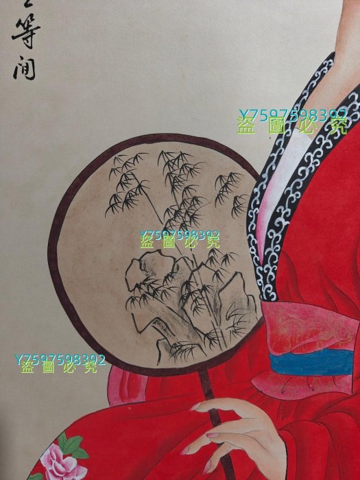 AA33 純手工字畫四尺中堂張大千人物作品材質:宣紙裝裱尺寸：21